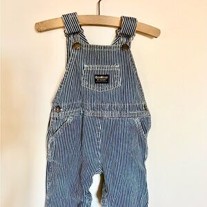 Vintage OshKosh B'gosh Blue Railroad Stripe Overalls